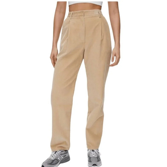 Aritzia Wilfred  Free Lennox Pant Corduroy Size 4 High Rise Tan Pleated - Picture 7 of 8